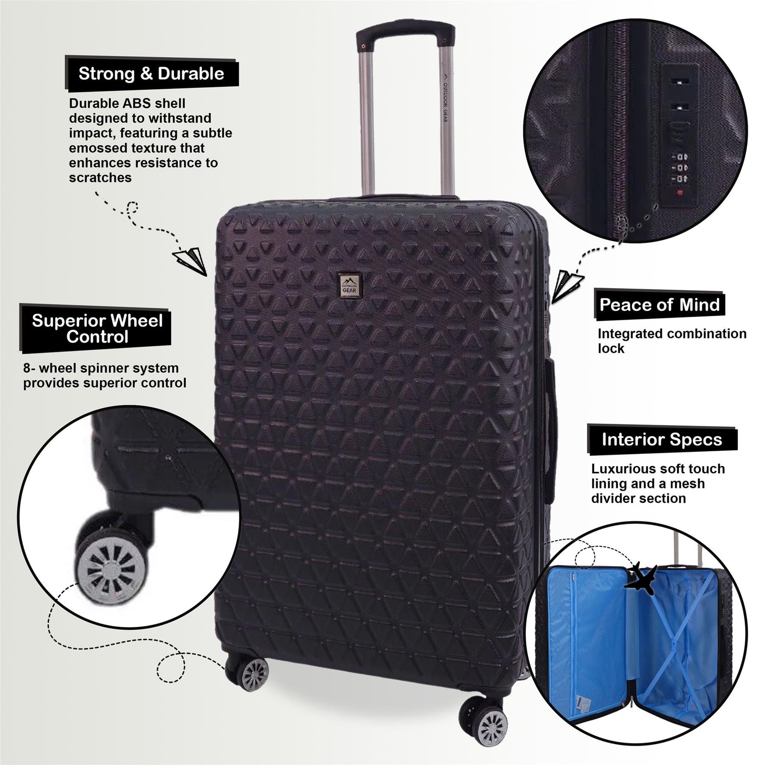 Adamsville Large Hard Shell Suitcase in Black