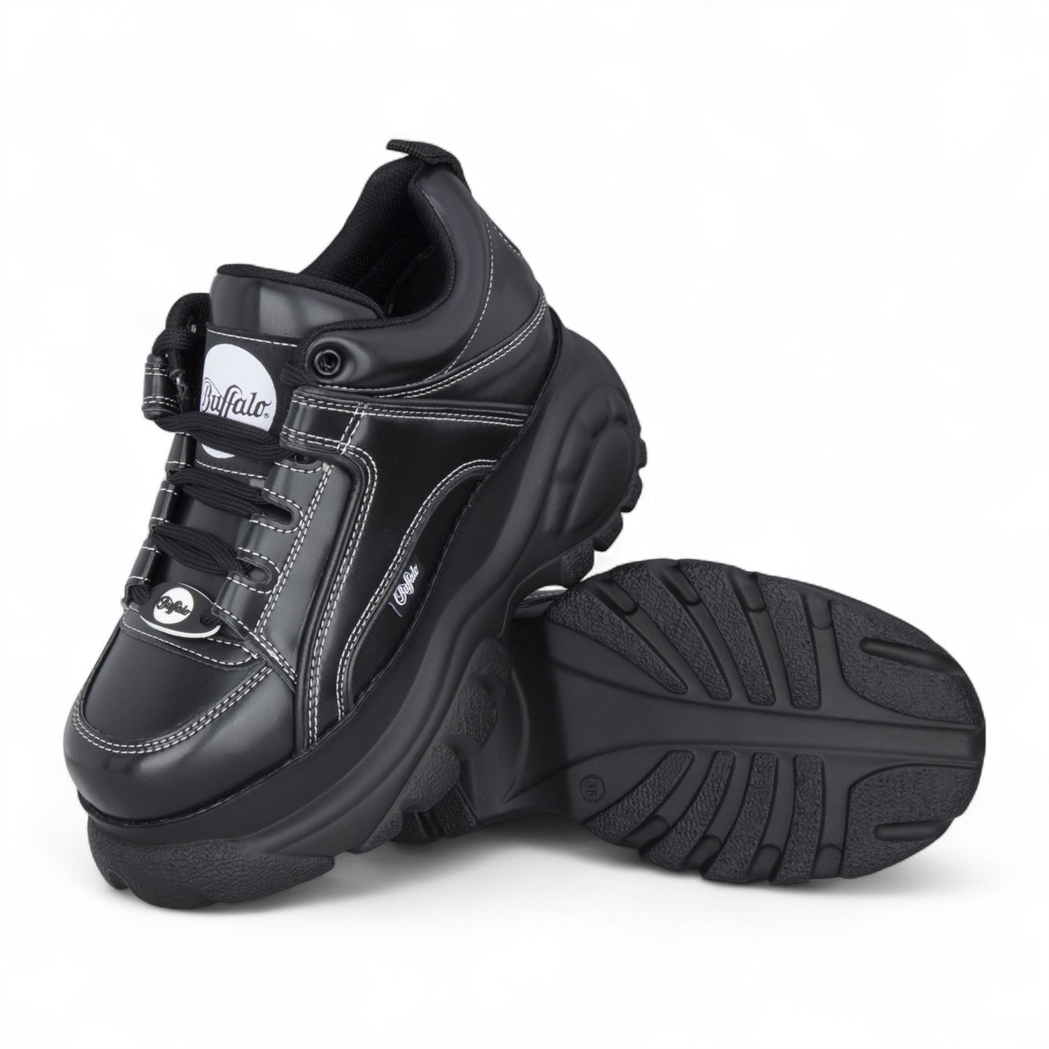 Buffalo Womens Black Chunky Platform Fashion Trainers - 1339-14