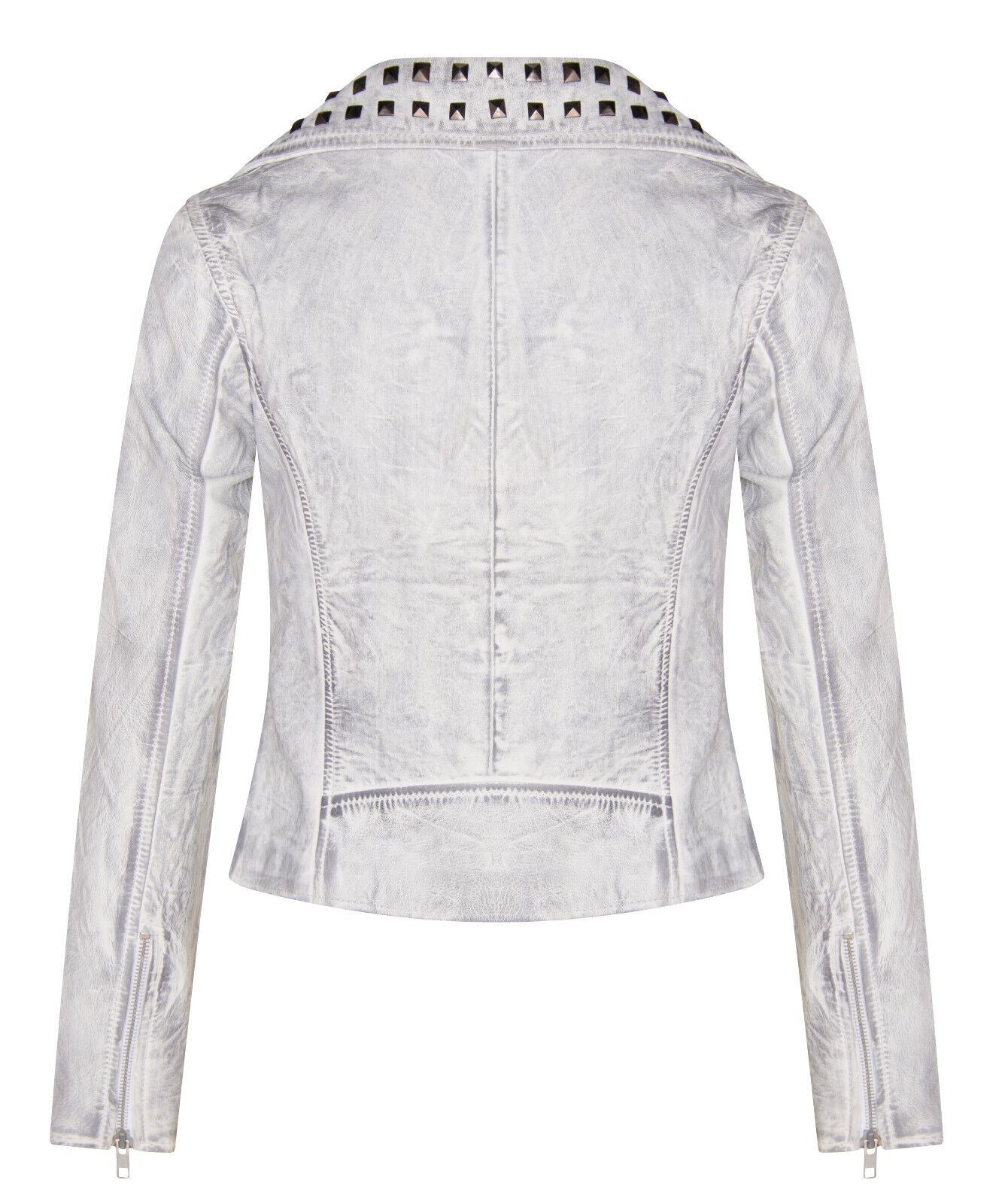 Womens Stud Goth Biker Leather Jacket-St. Albans