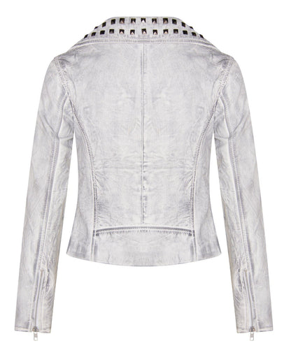 Womens Stud Goth Biker Leather Jacket-St. Albans