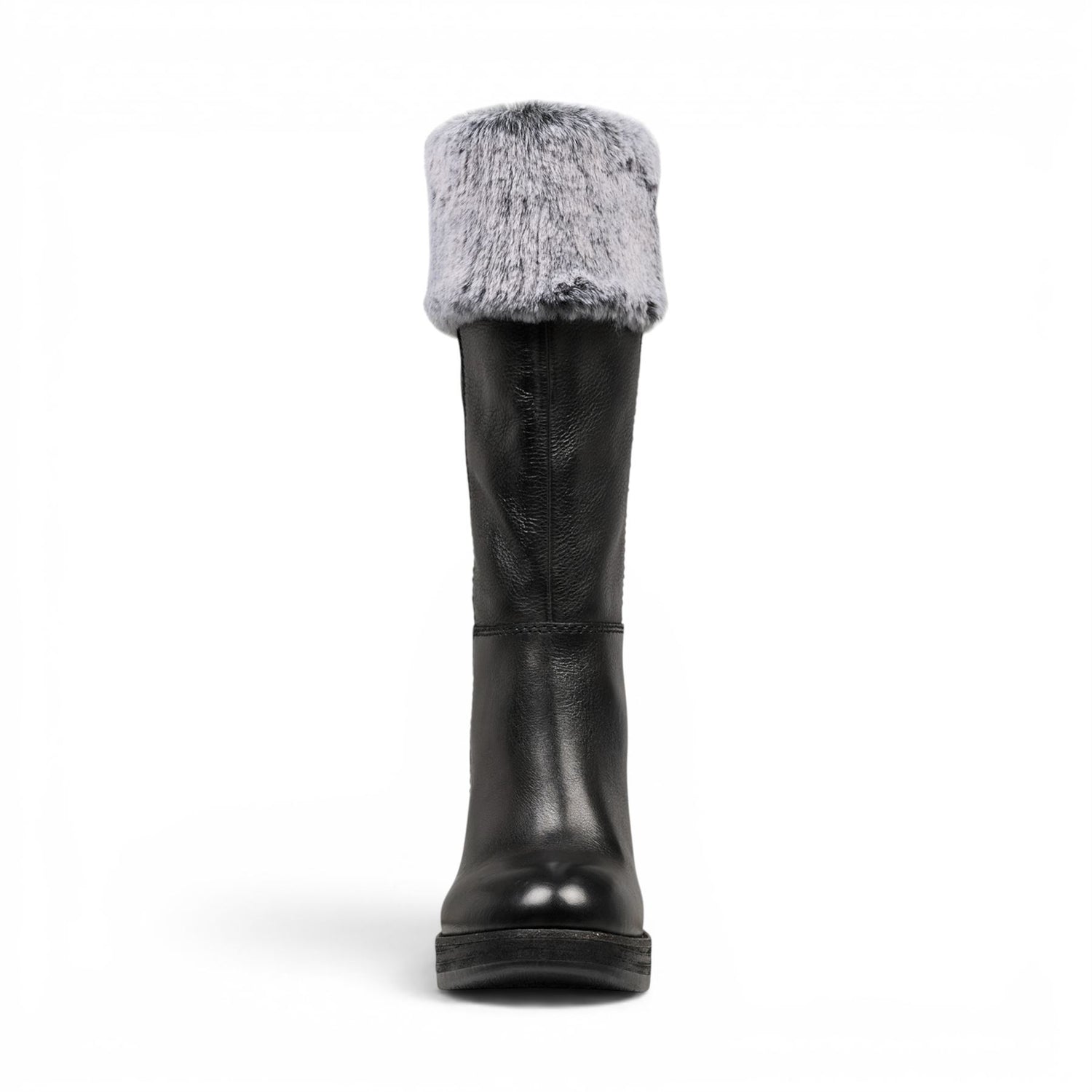 Windsorsmith Womens Mid Calf Black Leather High Heel Fur Boots - Lovestruck