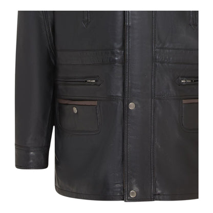 Mens Soft Italian Leather Parka Coat-Winnipeg
