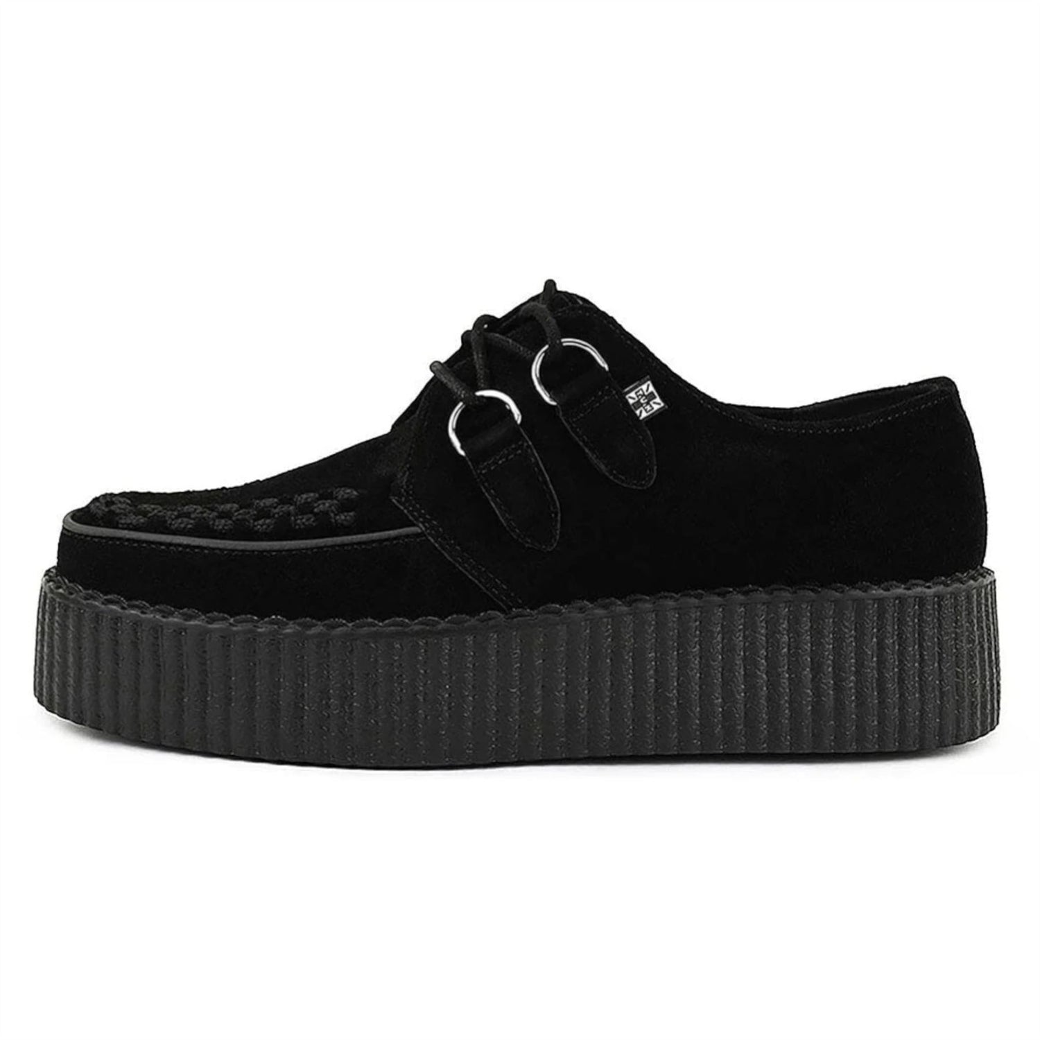 TUK Viva High Creeper Black Suede Platform Lace-Up Goth Shoes - AV7757
