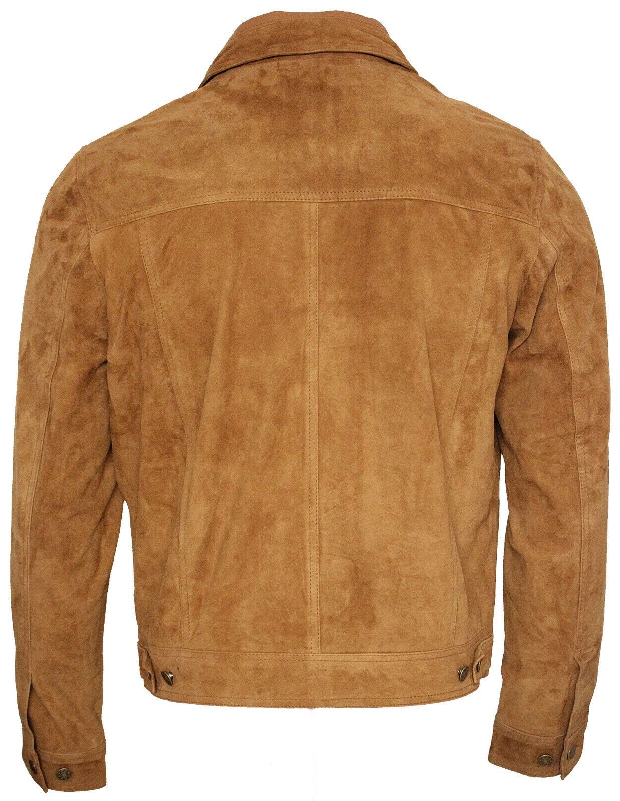 Mens Suede Leather Trucker Jacket-Dartmouth
