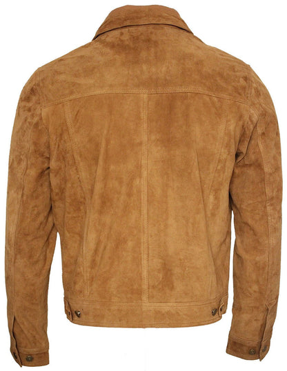 Mens Suede Leather Trucker Jacket-Dartmouth