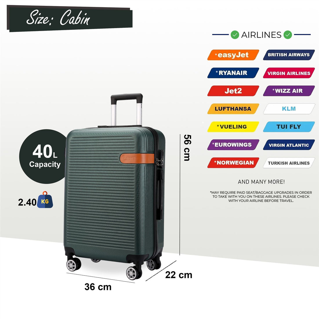 Calgary Cabin Hard Shell Suitcase in Emerald Green