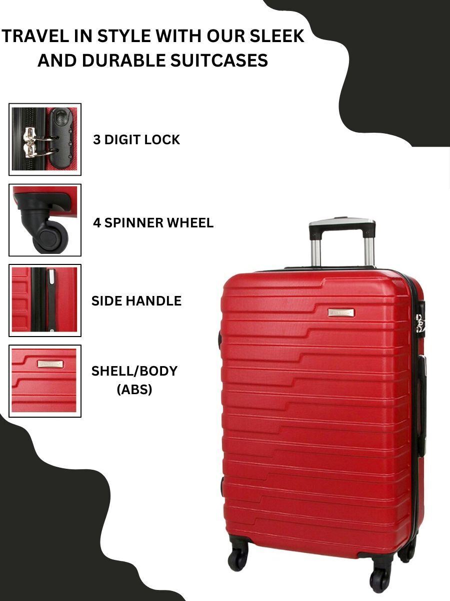 Robust Lightweight Red Hard shell Suitcase 4 Wheel Luggage