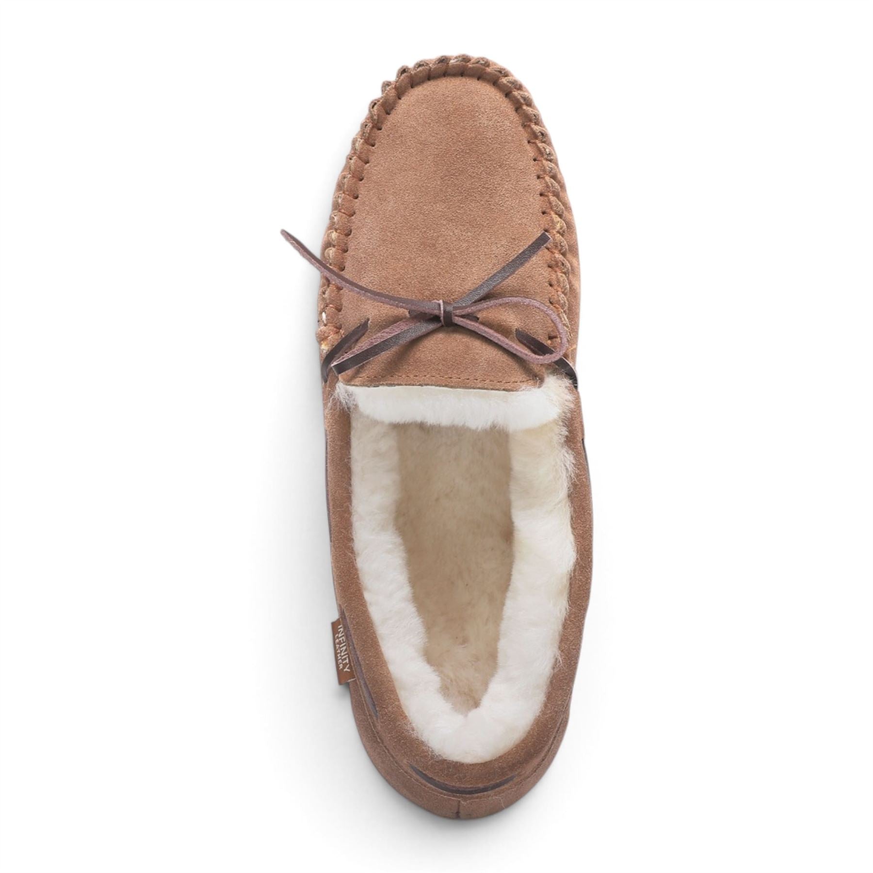 Men’s Chestnut Tan Genuine Sheepskin Moccasin Winter Slippers - Flint