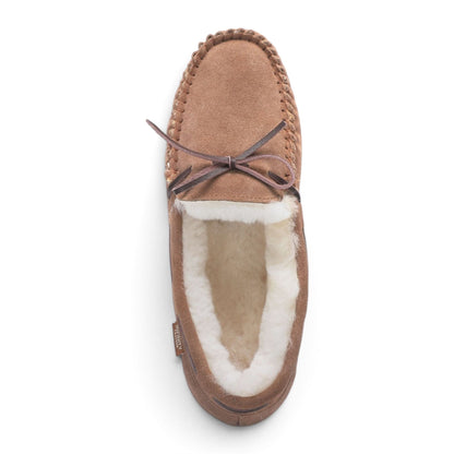 Men’s Chestnut Tan Genuine Sheepskin Moccasin Winter Slippers - Flint