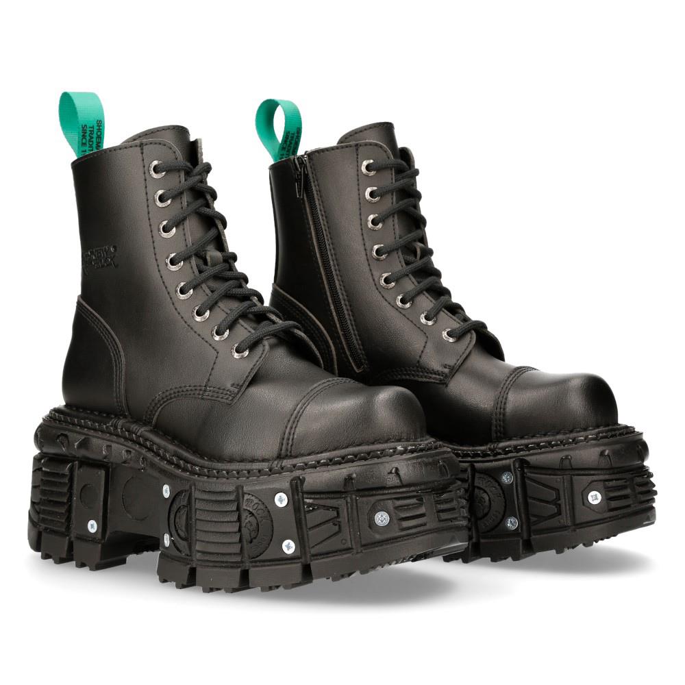 New Rock Vegan Leather Combat Platform Boots- TANKMILI083C-V2 - Upperclass Fashions 