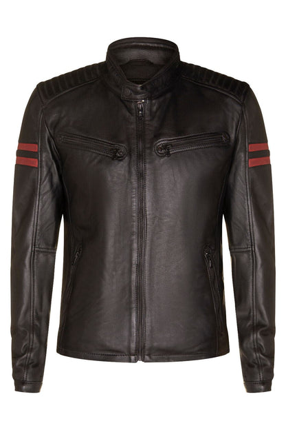 Mens Leather Retro Bomber Jacket - Crewe