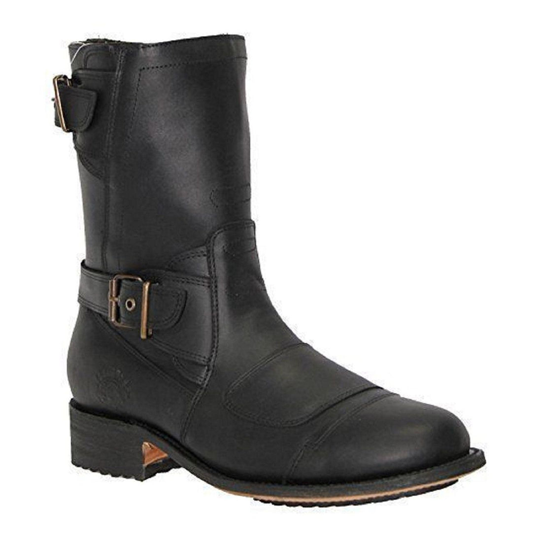 Grinders Mens Black Leather Cowboy Boots-Route 66