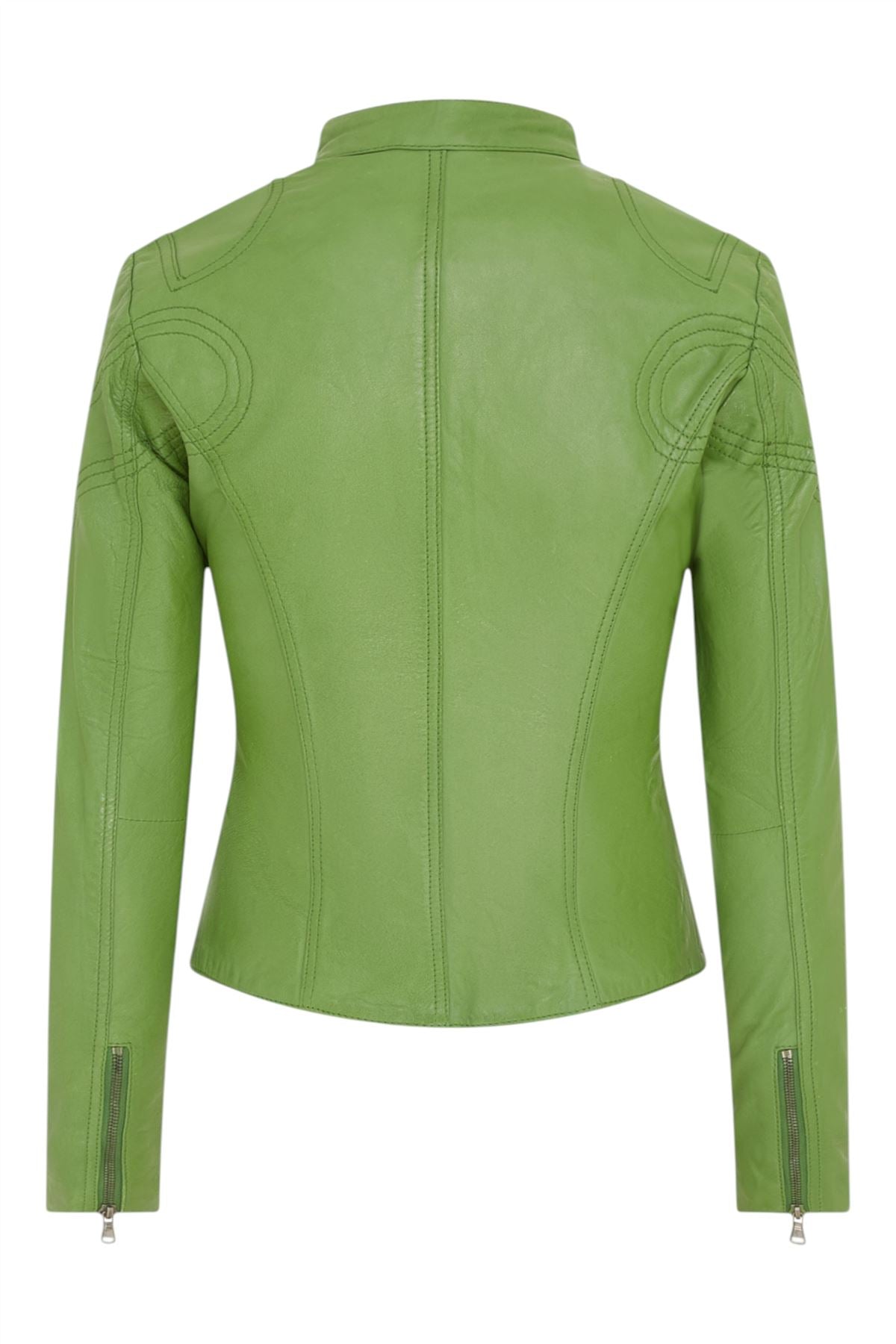 Womens Slim-Fit Leather Biker Jacket-Maldon