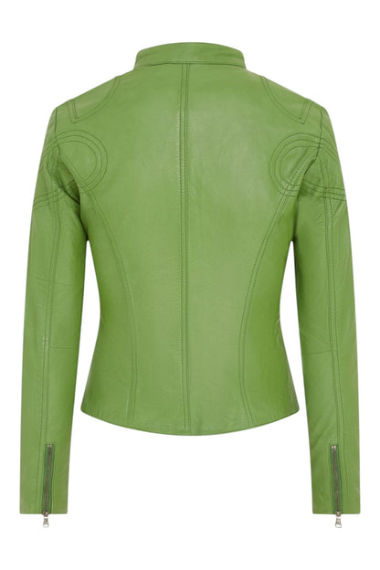 Womens Slim-Fit Leather Biker Jacket-Maldon