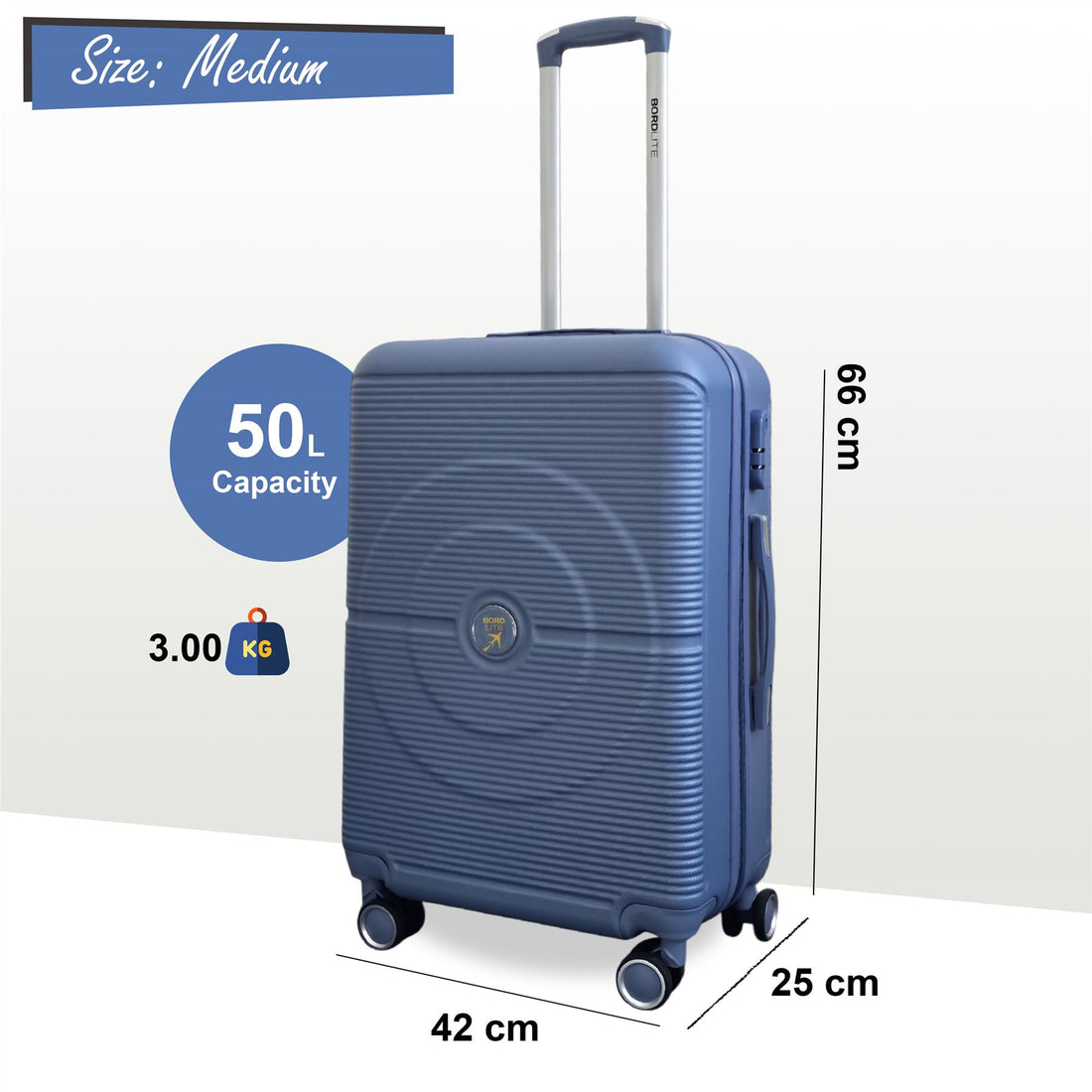 Seto Medium Hard Shell Suitcase in Light Blue
