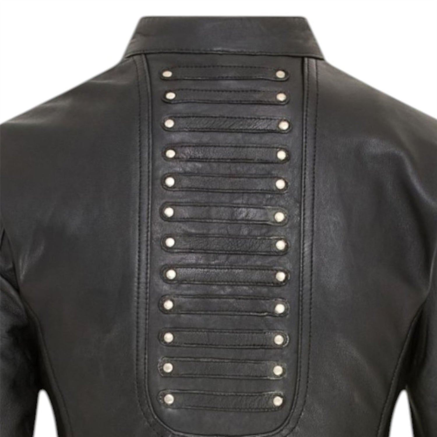 Womens Goth Leather Victorian Studded Flare Coat- Ribet