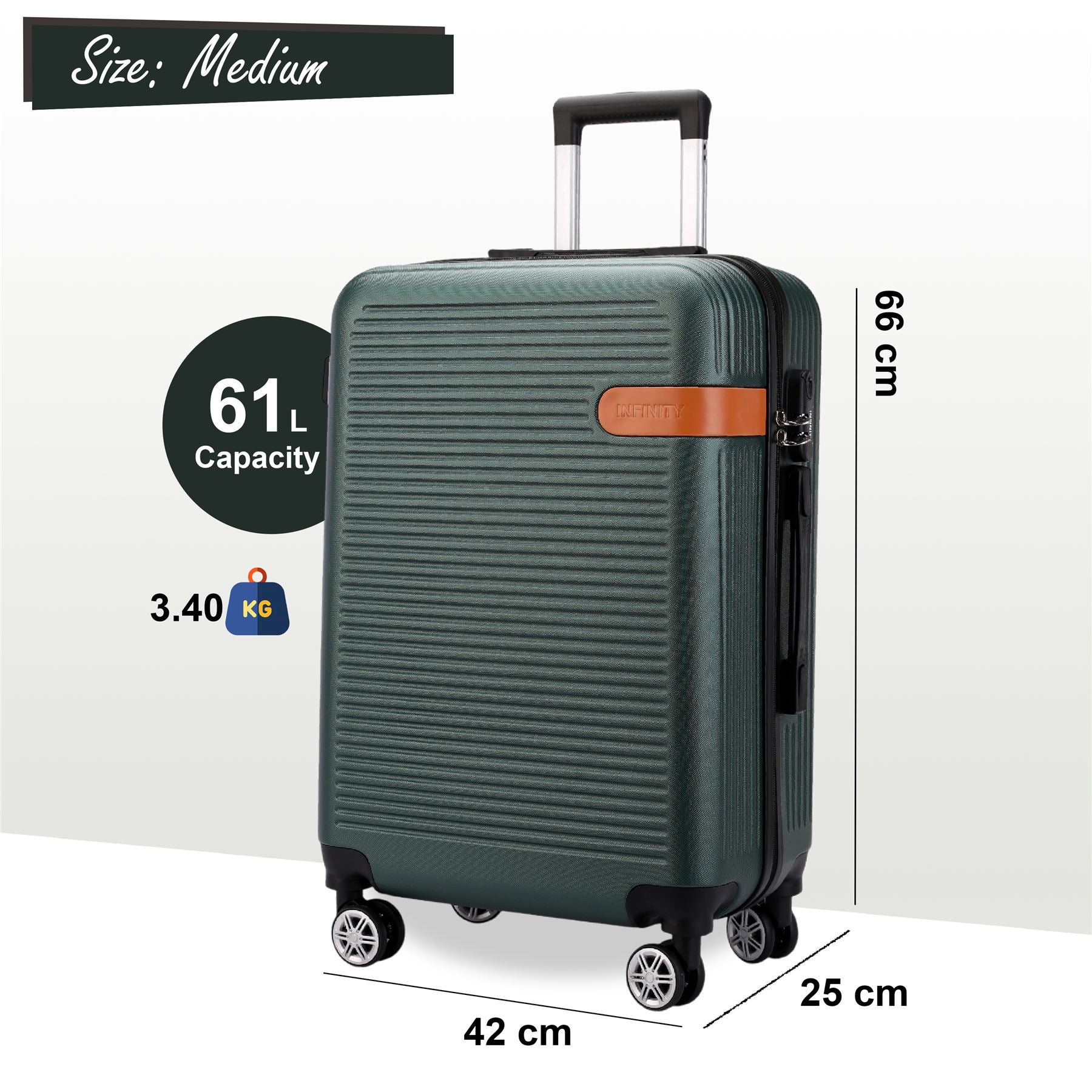 Calgary Medium Hard Shell Suitcase in Emerald Green