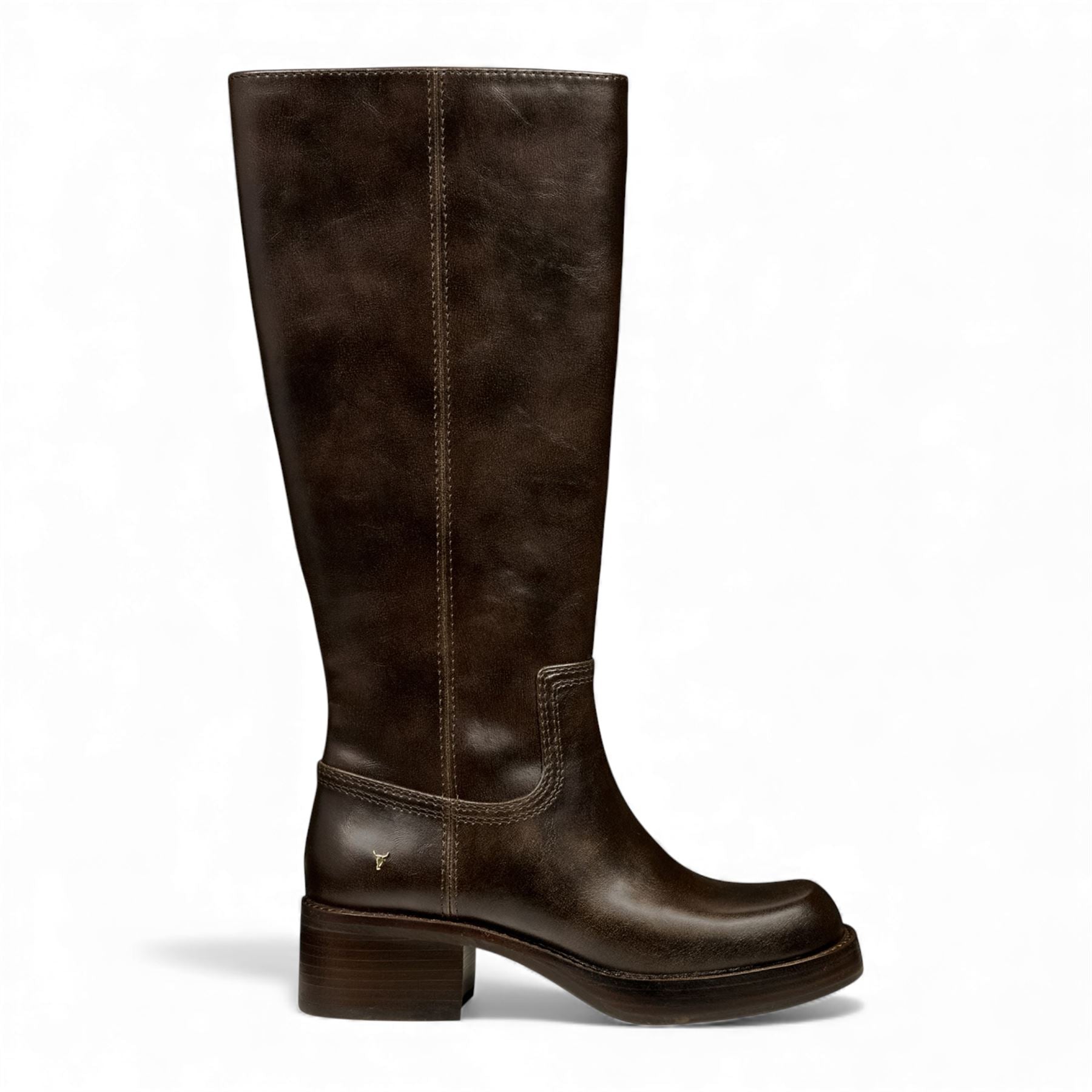 Windsorsmith Womens Espresso Brown Faux Leather Knee-High Riding Boots - Technique
