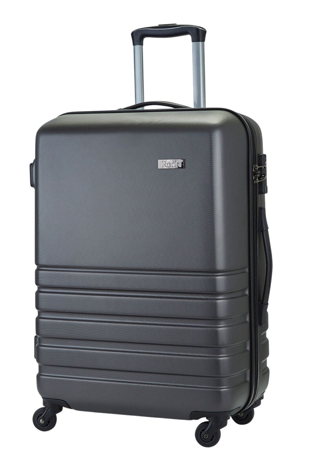 Hard Shell Charcoal Suitcase Set 4 Wheel Cabin Luggage Trolley Travel Bag