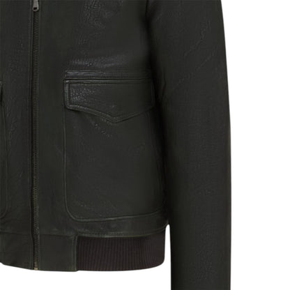 Mens Leather Aviator Bomber Jacket - Lunar