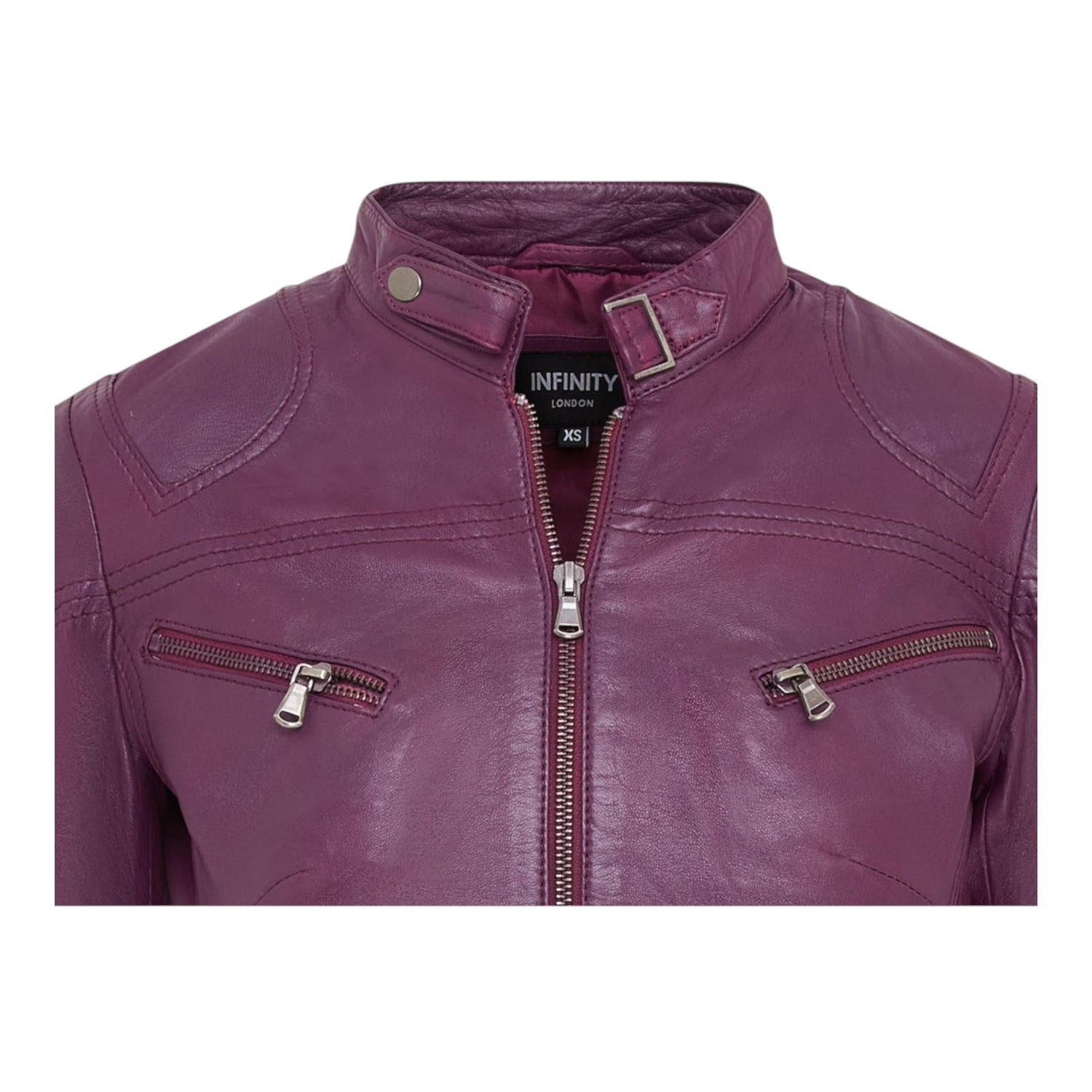 Womens Slim-Fit Leather Biker Jacket-Maldon