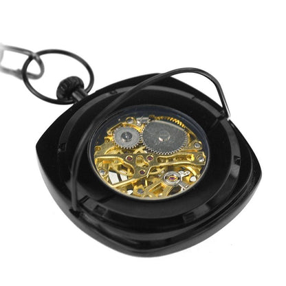 Mechanical Vintage Skeleton Square Open-Face Pocket Watch