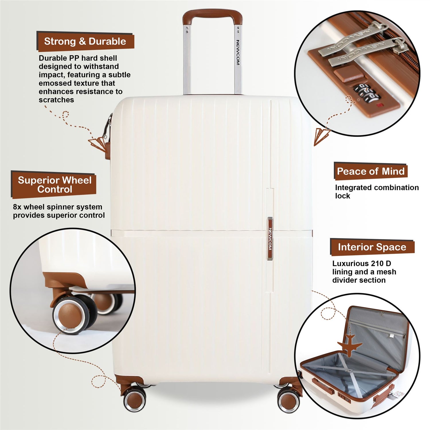 Corowa Cabin Hard Shell Suitcase in White