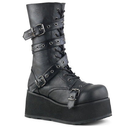 Demonia Trashville 205 Black Vegan Leather Mid Calf Boots