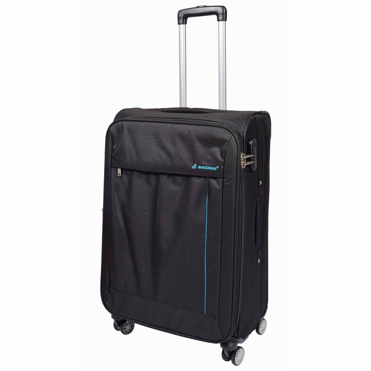 Lightweight Black Soft Casing Suitcases 8 Wheel Luggage Travel
