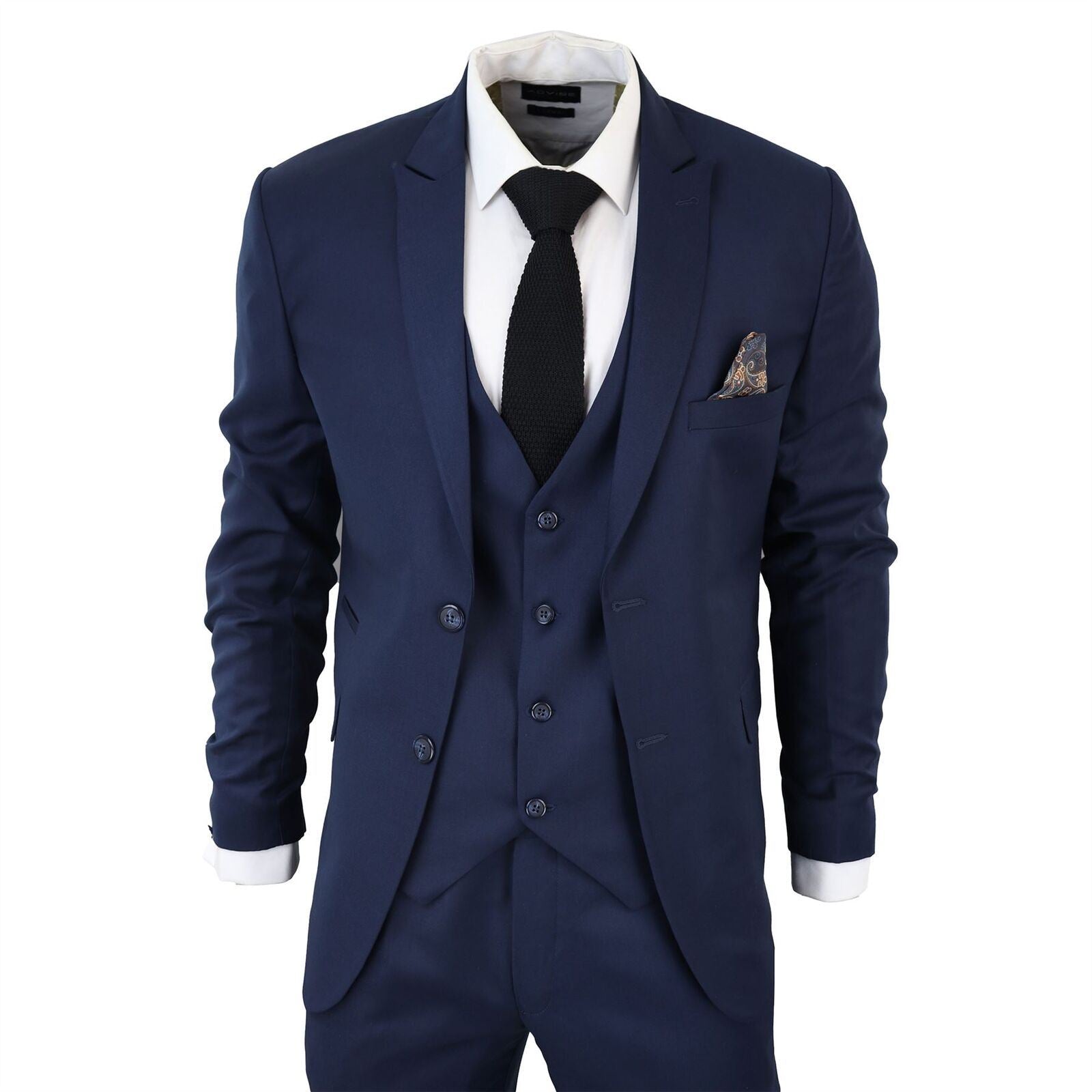 Mens IM1 Classic Plain Navy 3 Piece Suit - Upperclass Fashions 