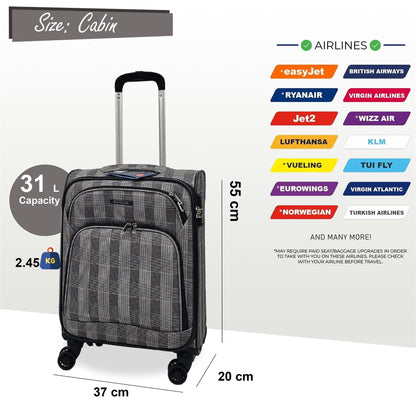 Lightweight Cabin 8 Wheel Luggage Travel Soft Bag