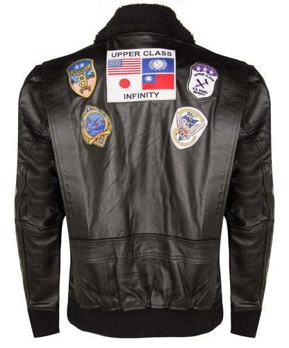 Mens A2 Top Gun  Leather Bomber Jacket-Camborne