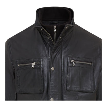 Men’s Leather Military Jacket Outwear Trenchcoat - Field