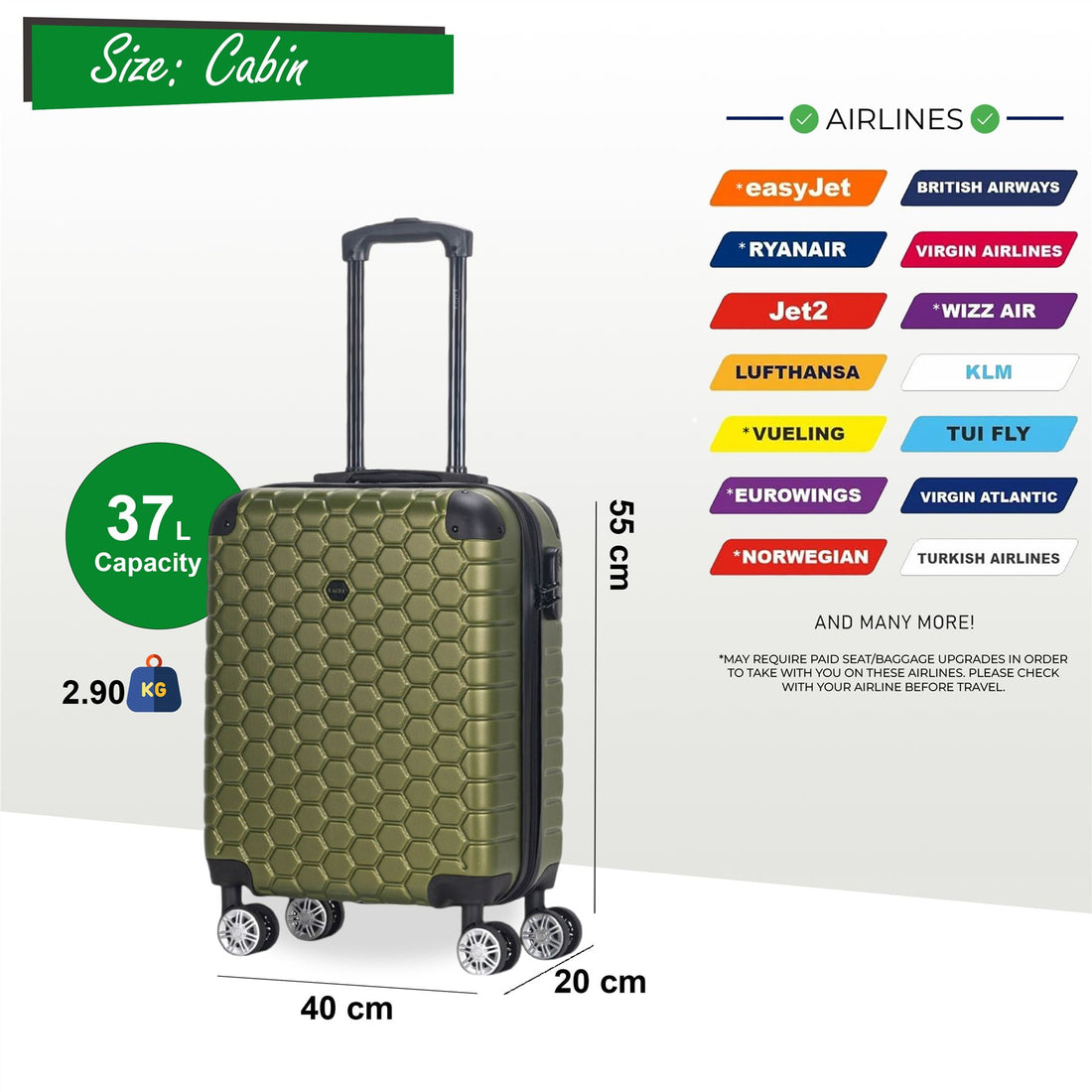 Noda Cabin Hard Shell Suitcase in Green