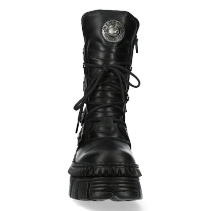 New Rock Mid-Calf Leather Platform Boots-WALL373-S6 - Upperclass Fashions 