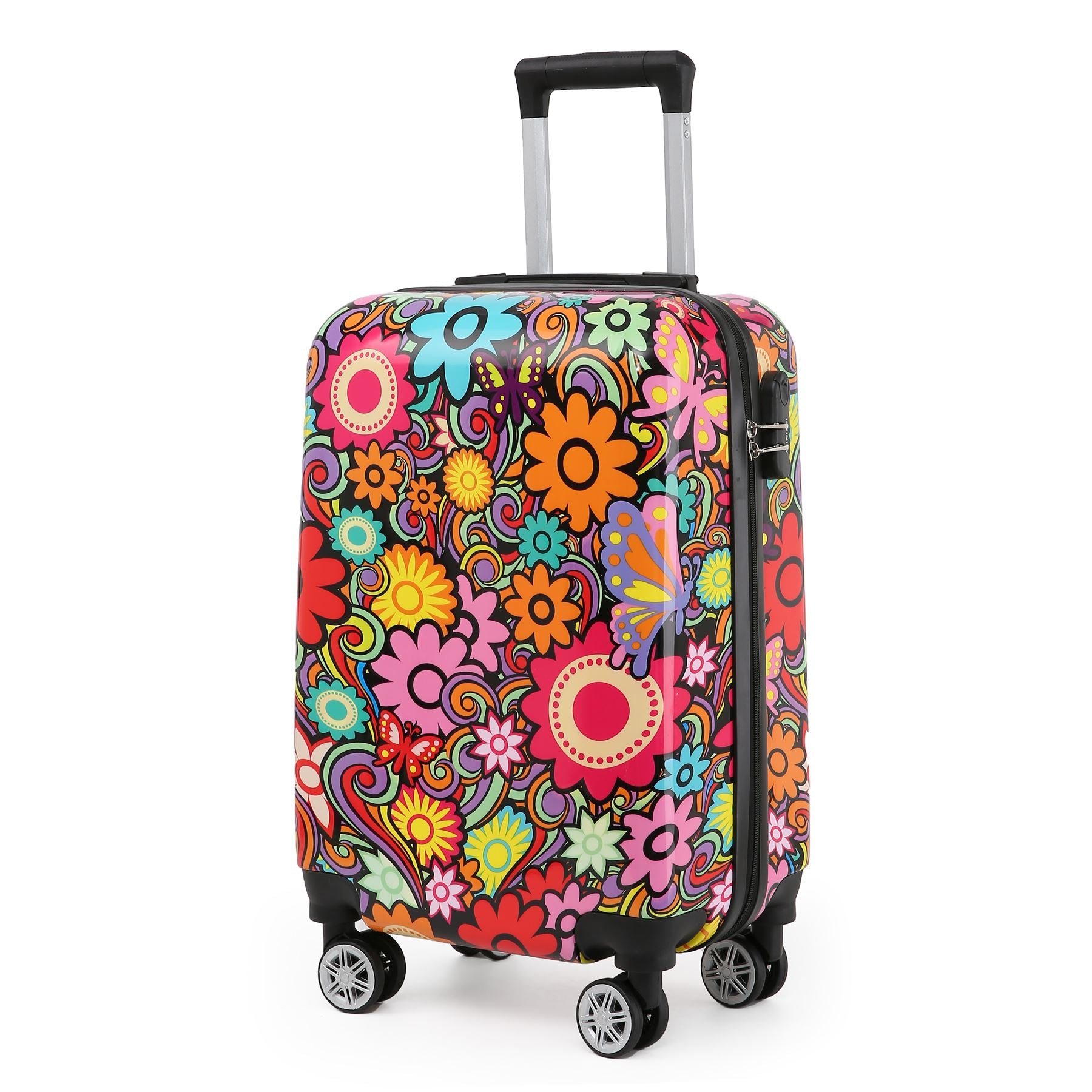 Hard Shell Printed Cabin Suitcase 35 x 23.5 x 56 cm Luggage Suitable for Easyjet, Ryanair, Wizzair