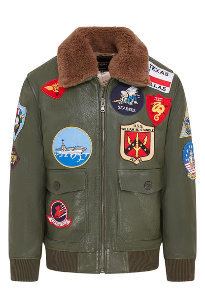 Mens A2 Top Gun  Leather Bomber Jacket-Camborne