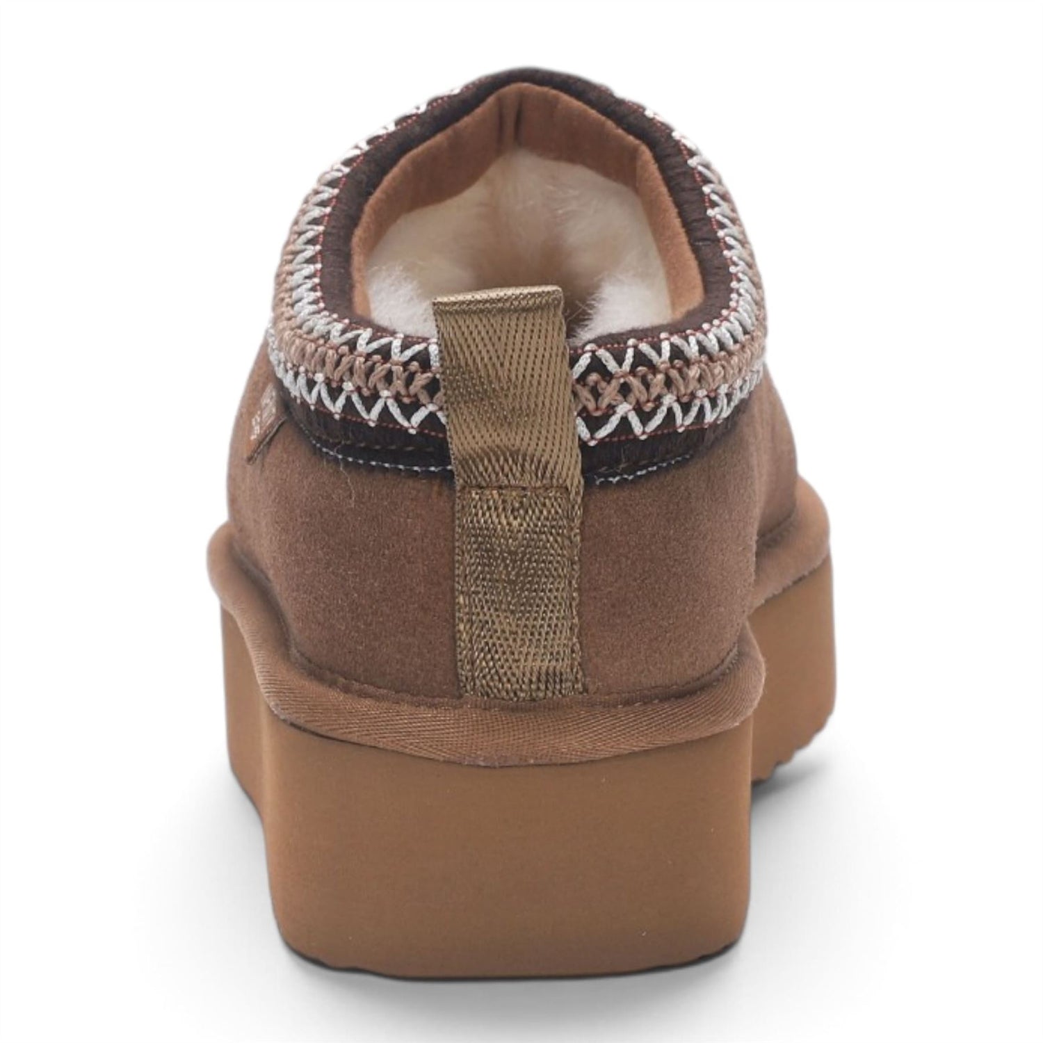 Women’s Chestnut Tan Genuine Sheepskin Real Fur Winter Platform Slippers - Polar