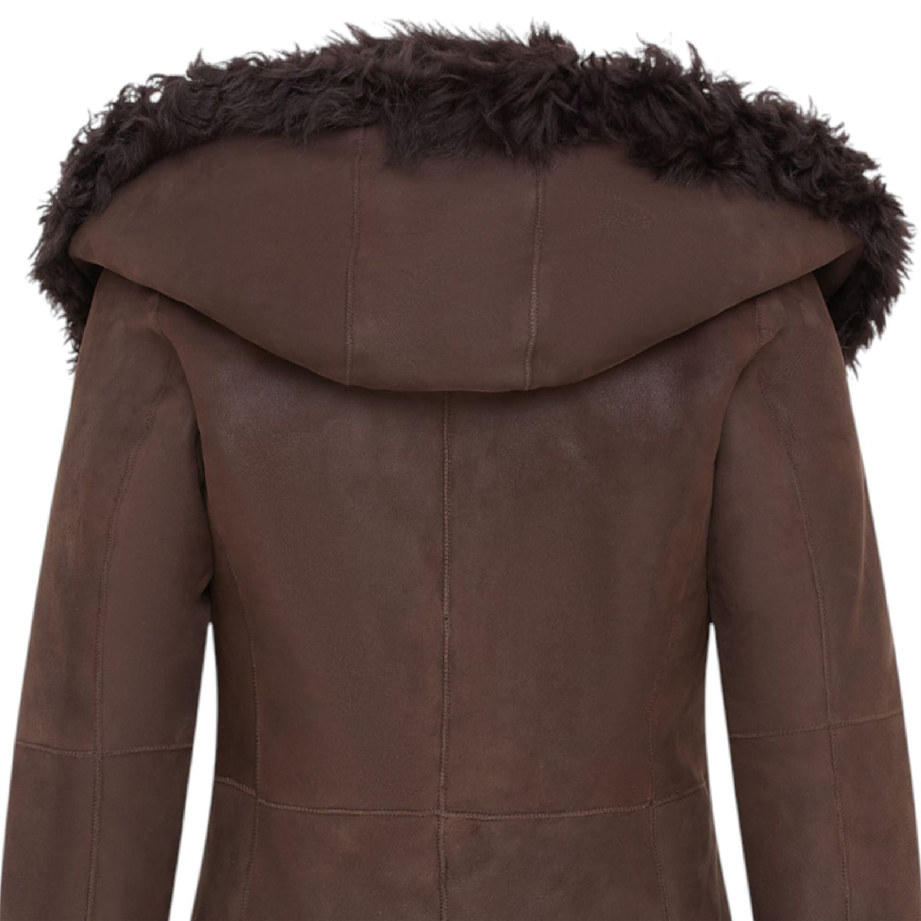 Womens Toscana Sheepskin Leather Hooded Trench Coat - Coast