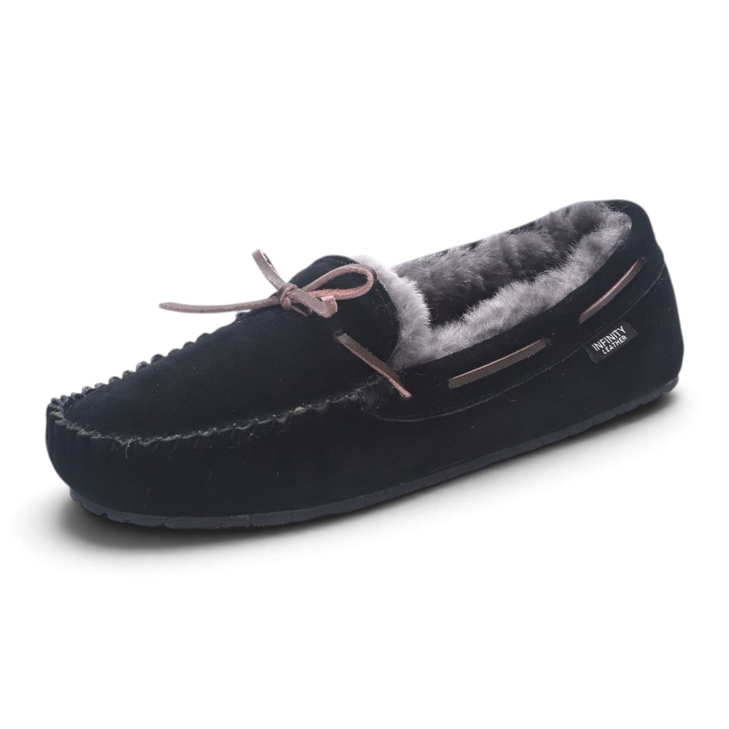 Men’s Black Genuine Sheepskin Moccasin Winter Slippers - Flint