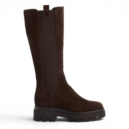 Tamaris Women’s Brown Leather Knee High Platform Heel Long Boots - 25608-41