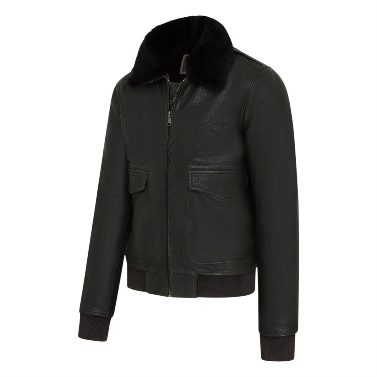 Mens Leather Aviator Bomber Jacket - Lunar
