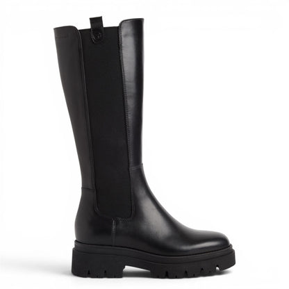 Tamaris Women’s Black Leather Knee High Platform Heel Long Boots - 25608-41