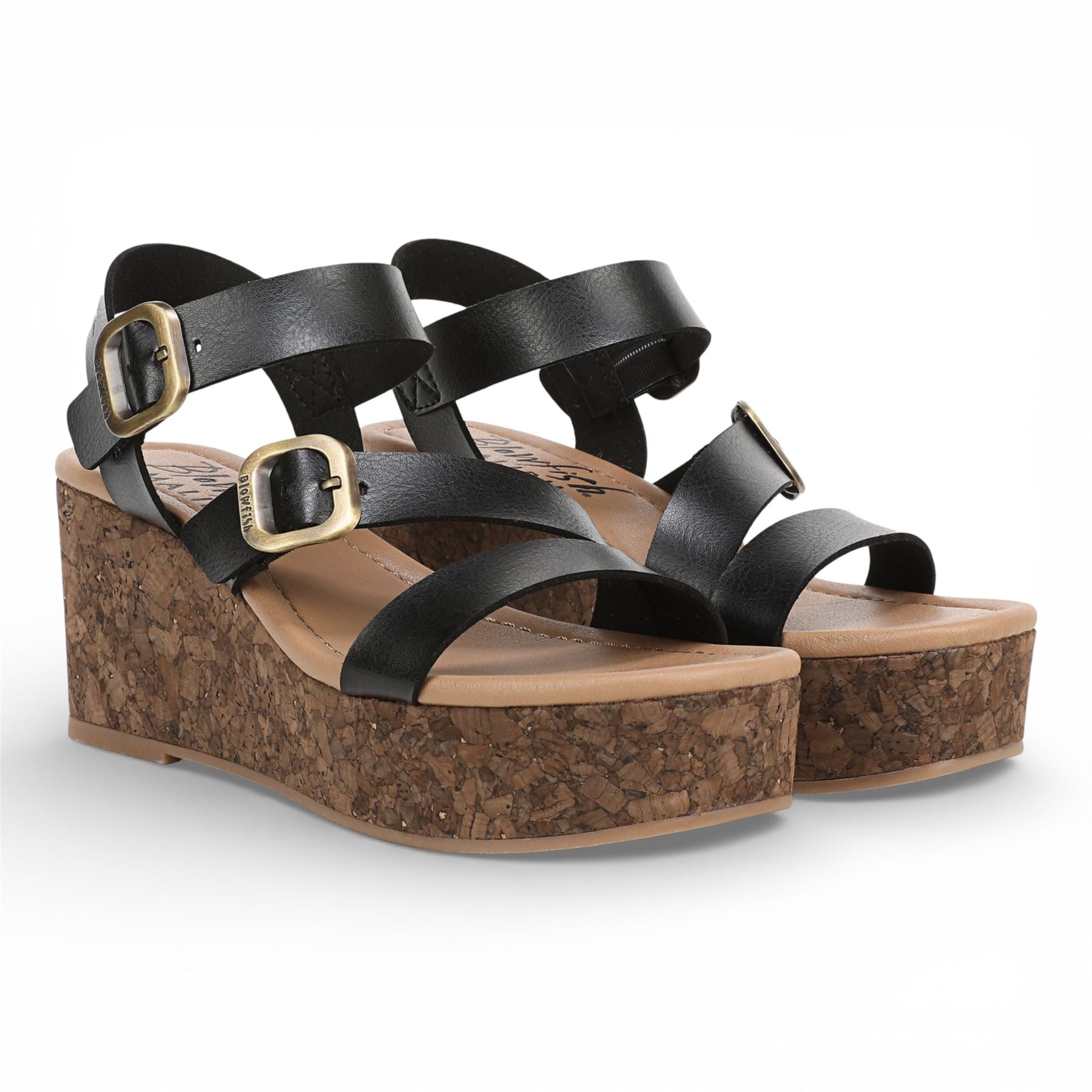 Blowfish Malibu Womens Black Wedge Strappy Espadrille Heel Sandals - Ali