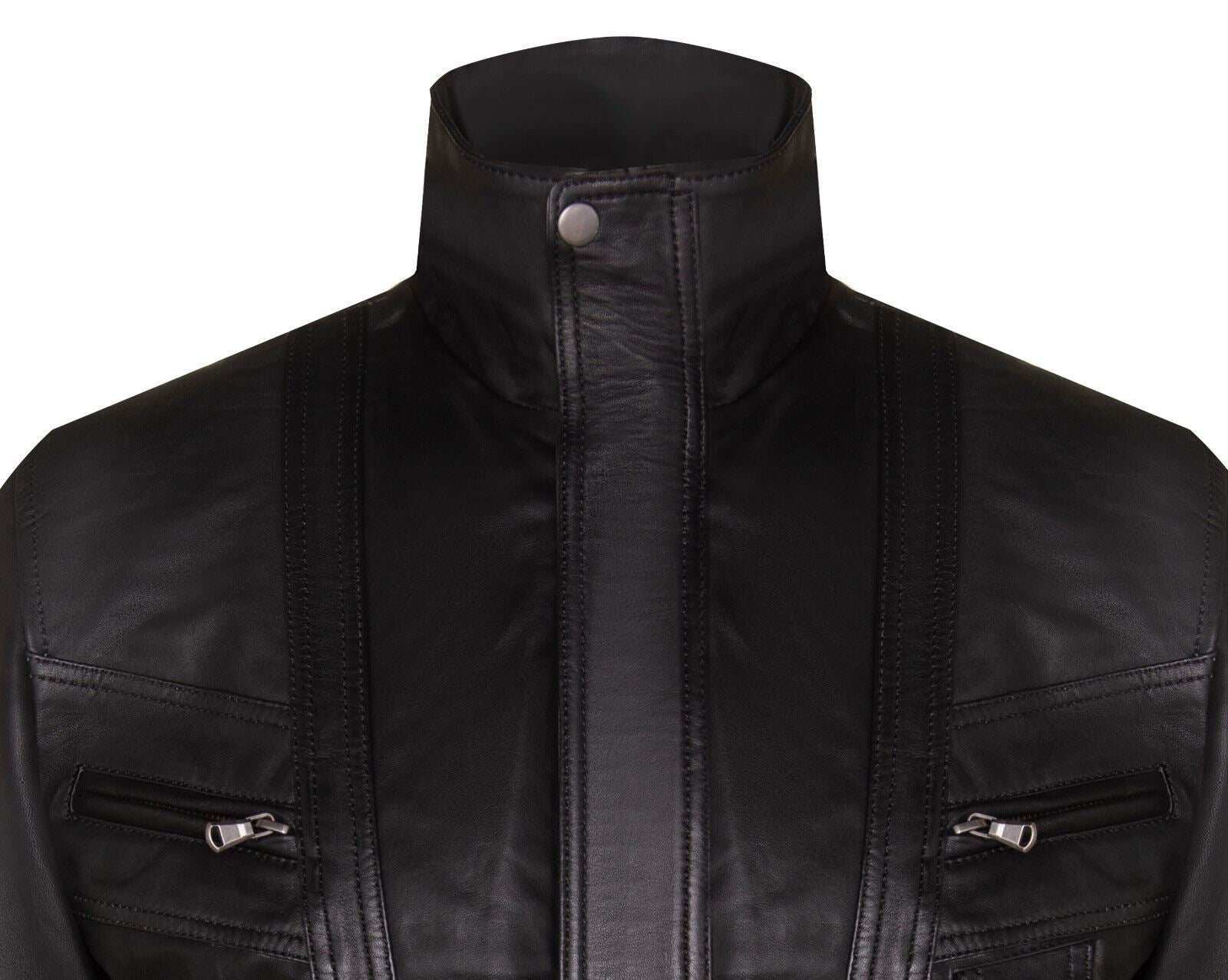 Mens Classic Leather Bluson Bomber Jacket-Cranbrook