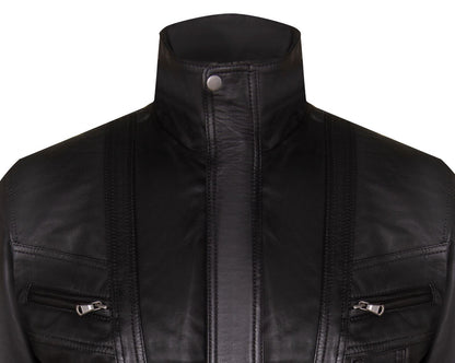 Mens Classic Leather Bluson Bomber Jacket-Cranbrook