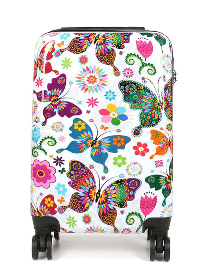 Hard Shell 4 Wheel Suitcase Print Luggage Cabin Travel Bag