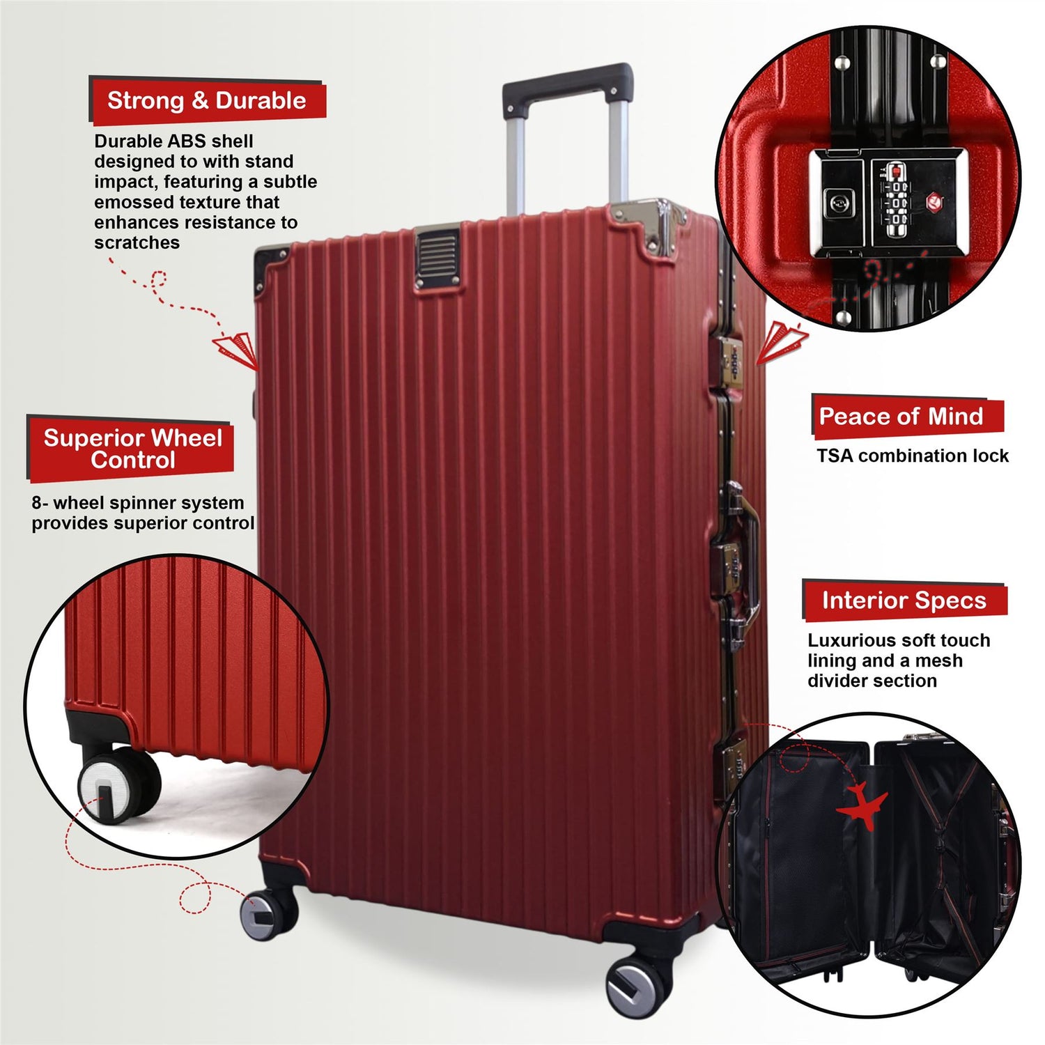 Airdrie Medium Hard Shell Suitcase in Red