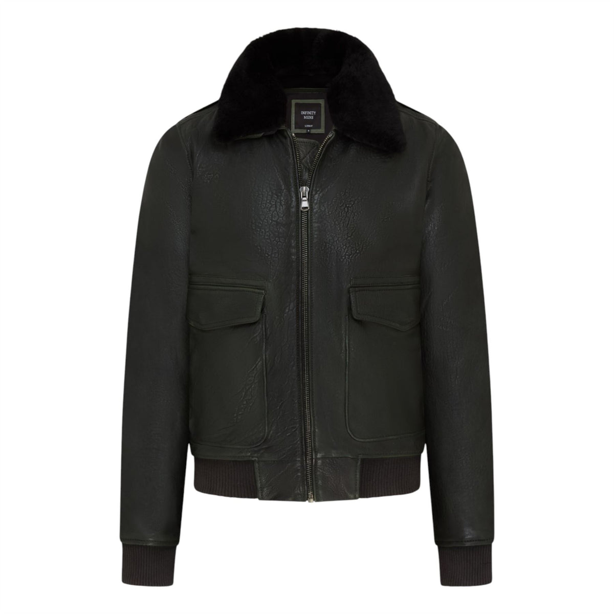 Mens Leather Aviator Bomber Jacket - Lunar