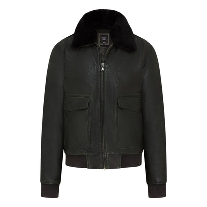 Mens Leather Aviator Bomber Jacket - Lunar